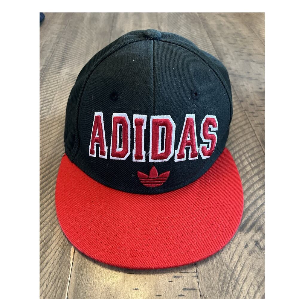adidas Snapback Hat Black Red Adjustable Men's Trefoil Logo Casual Sports